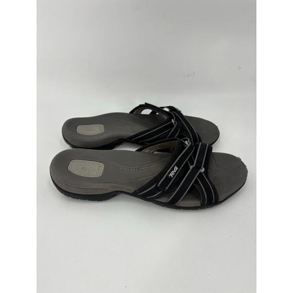 Teva Tirra Slides Sandals Womens 9.5 Black Strappy Open Toe Outdoor Athletic - Picture 1 of 11